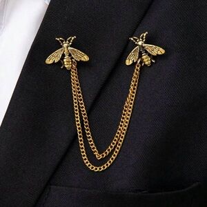Men’s Bee Vintage style Brooch Pins Chain Bee brooch